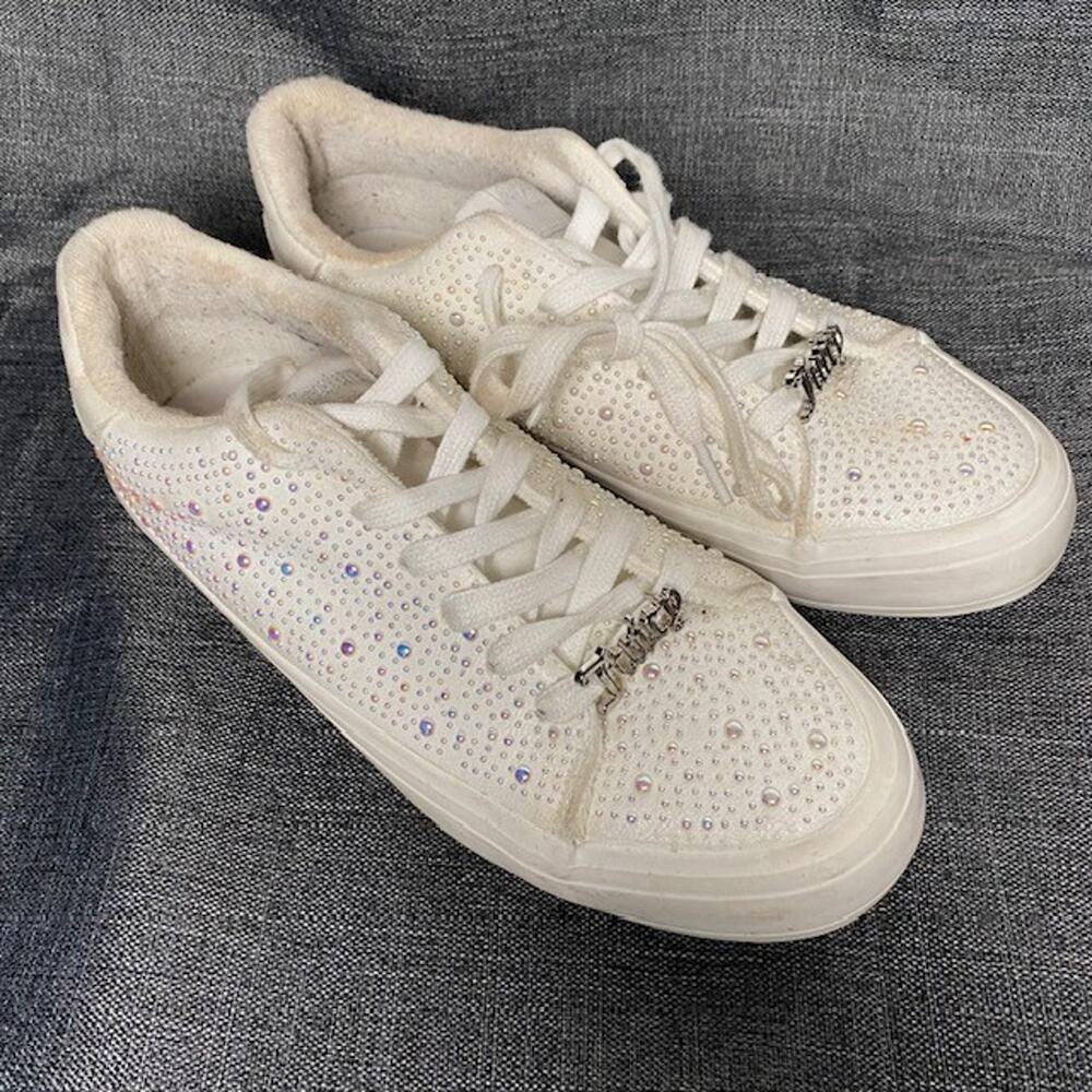 Juicy Couture Los Angeles Alanis Pearl Accents Logo White Sneakers Womens 8.5